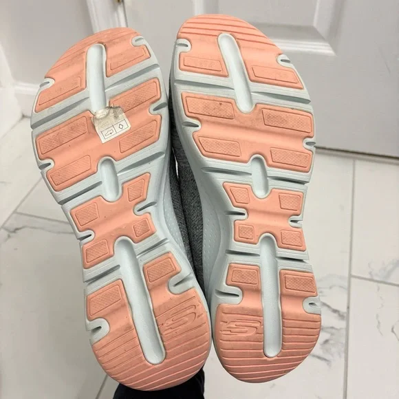 Skechers Comfy Wave Sneakers Arch Fit Womens 11 Grey Pink Comfort Walking 149414 - Picture 7 of 7